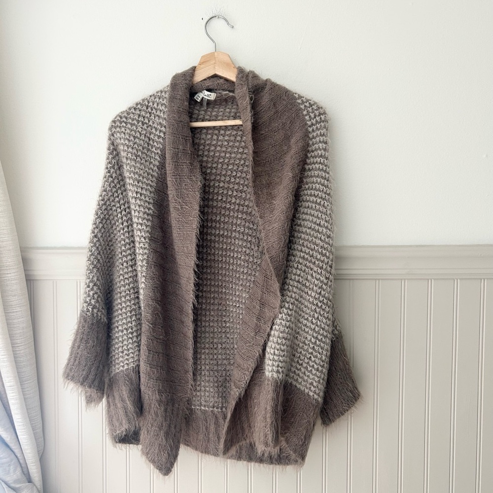 Simply Noelle One Size So Soft Fuzzy Brown Open Front Cardigan Shrug